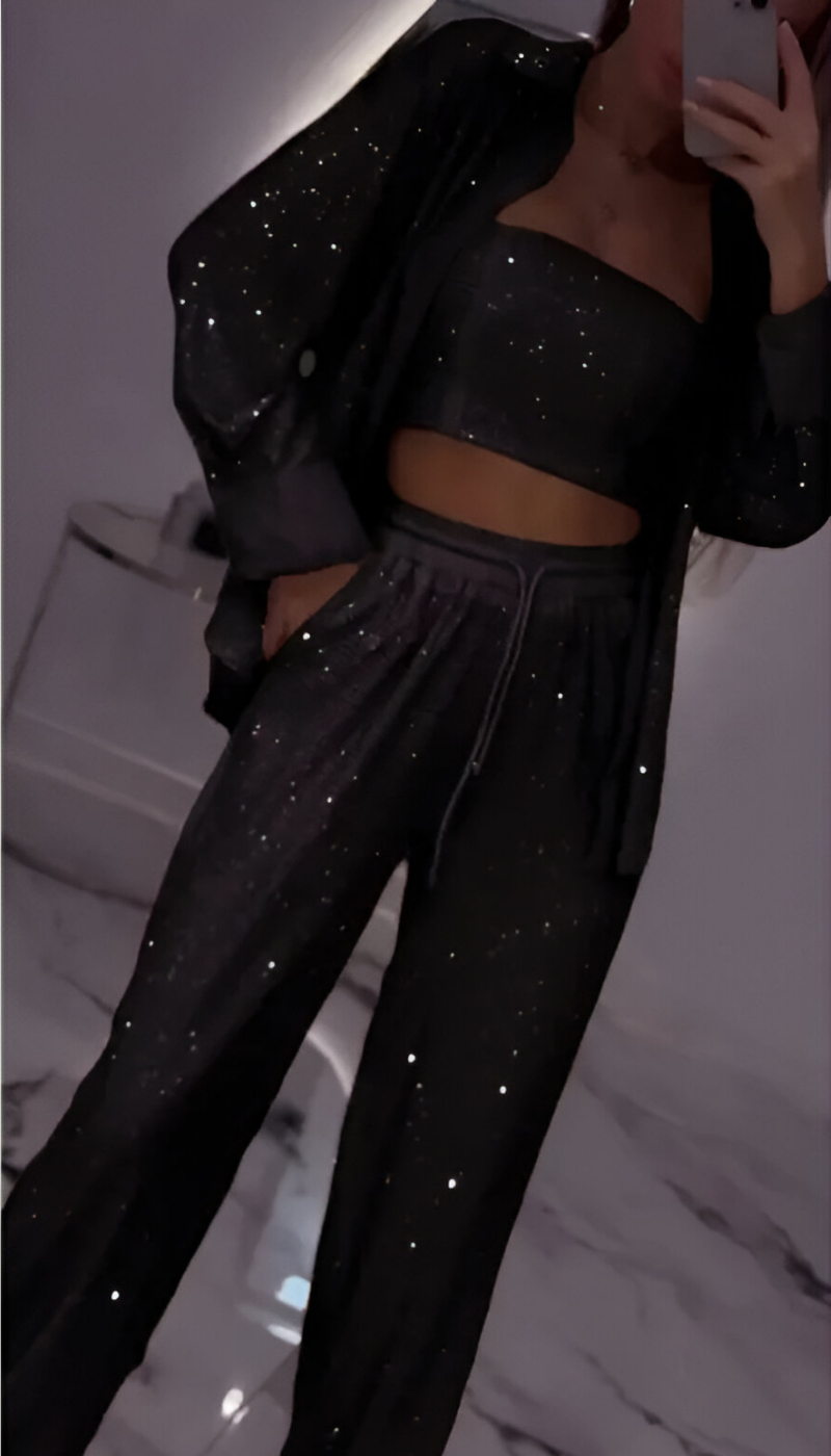 Nola™ | Moderne pailletten 3-delige lounge set