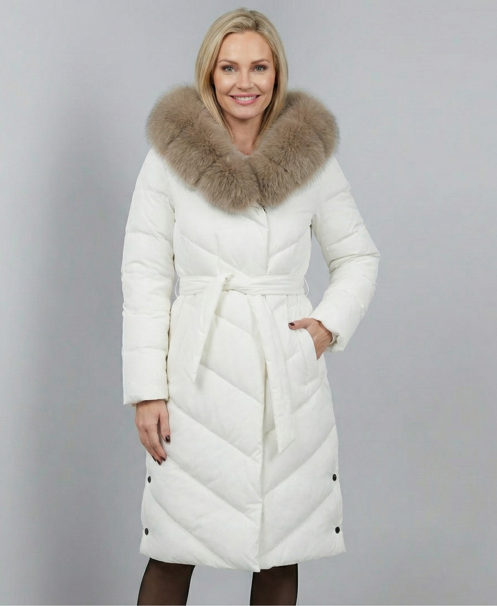 ROSA™ | ELEGANTE JAS MET ZACHTE FAUX FUR KRAAG