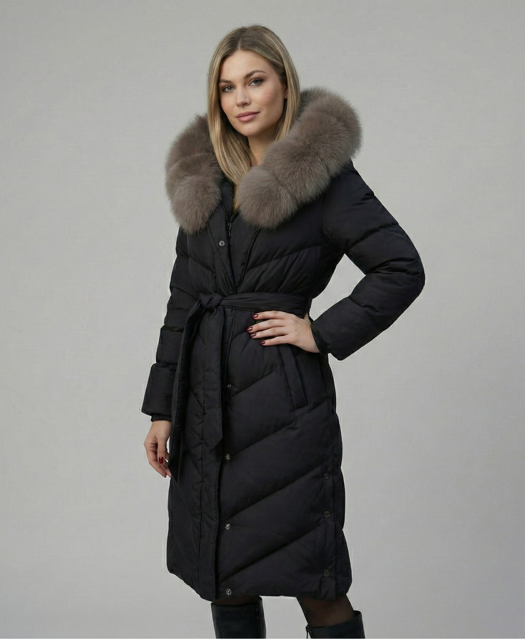 ROSA™ | ELEGANTE JAS MET ZACHTE FAUX FUR KRAAG