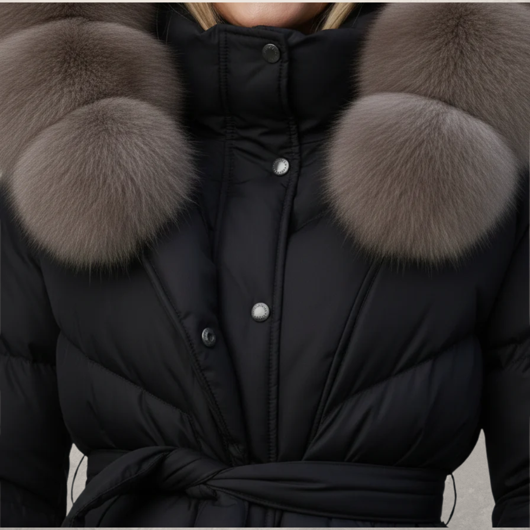 ROSA™ | ELEGANTE JAS MET ZACHTE FAUX FUR KRAAG
