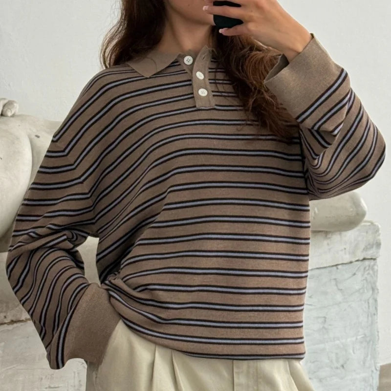 GESTREEPTE VINTAGE TRUI | ROSA™